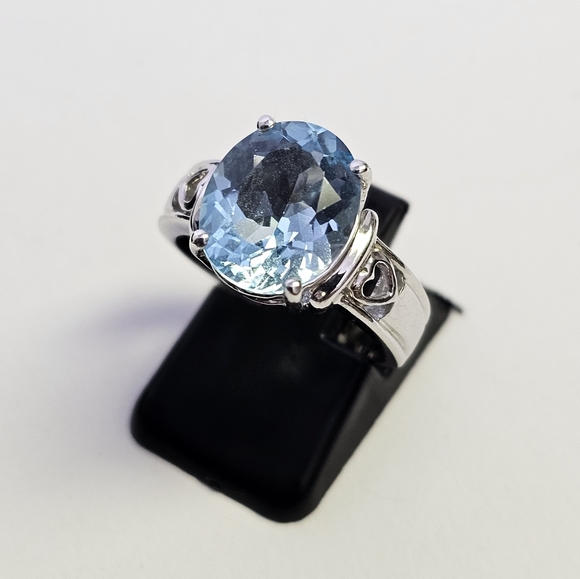 Certified Blue Topaz Sterling Silver Ring Size 7 π - Picture 11 of 14